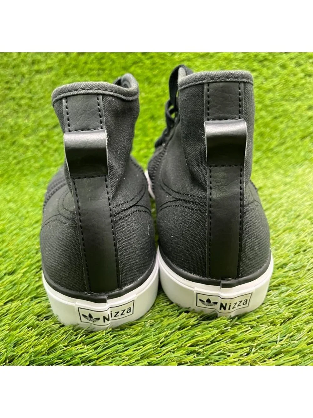 Adidas Nizza Hi Mens Size 9.5 Black White Athletic Walking Canvas Shoes Sneakers